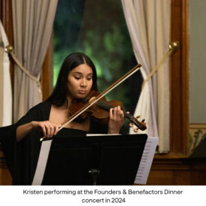 Kristen Emseis performing at the Founders & Benefactors Dinner concert in 2024