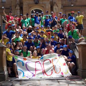 St Andrew’s men and woman gather outside Main Building, during the annual Sony Foundation St Andrew’s College Children’s Camp